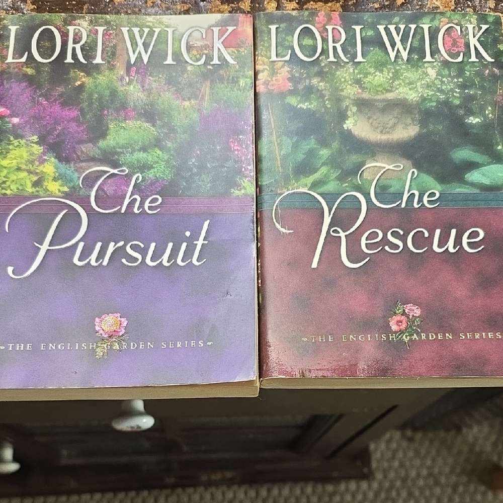 Lori Wick "The Pursuit" & "The Rescue" Paperback Set - Purple Floral Covers